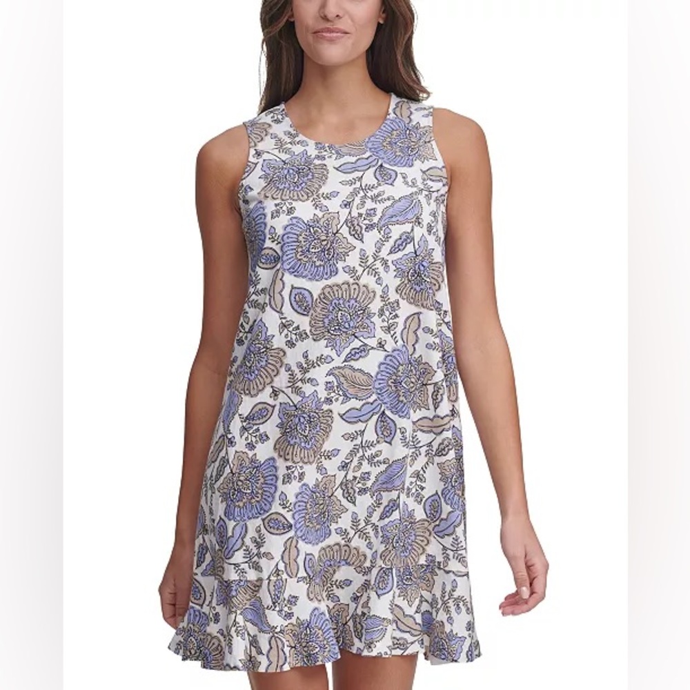 Tommy Hilfiger | Blue and White Fit and Flare Mini Dress - Picture 3 of 3